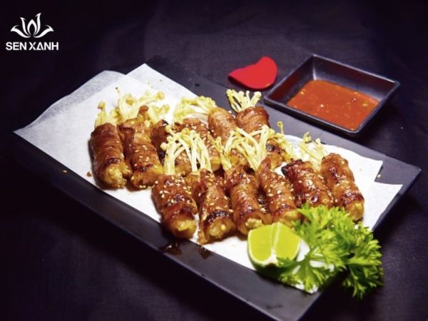 Ba chỉ bò cuốn nấm
