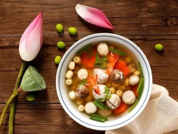 Canh nấm hạt sen