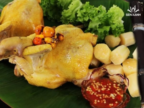 Gà hấp mía