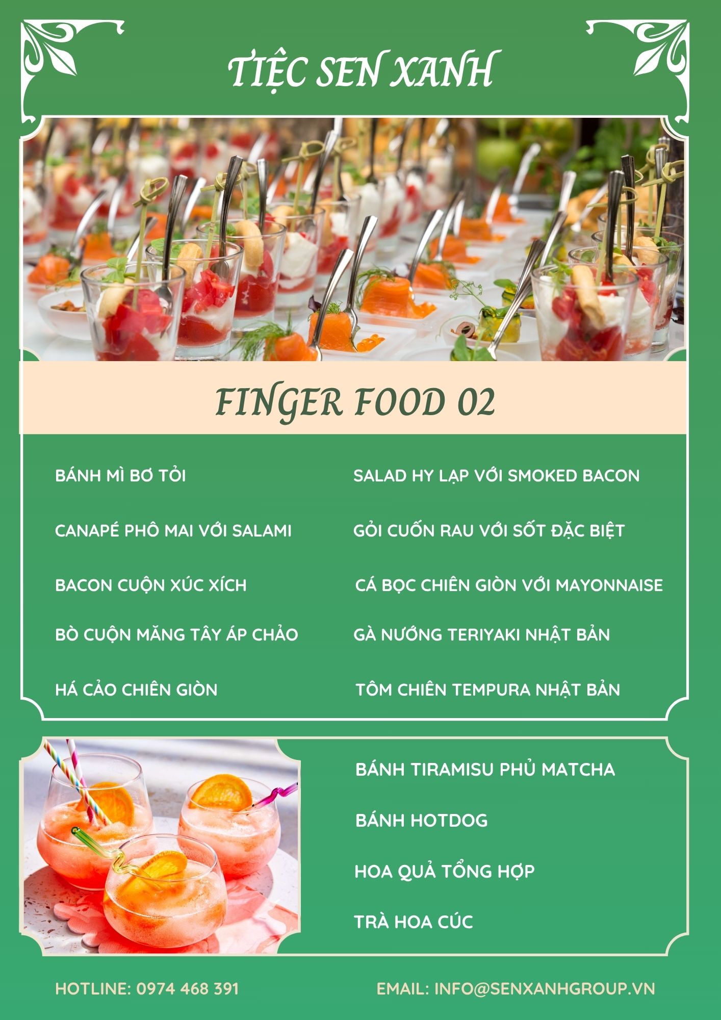 Menu finger food 02 - Tiệc Sen Xanh