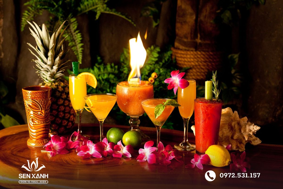 Concept tiệc cocktail phong c&aacute;ch nhiệt đới