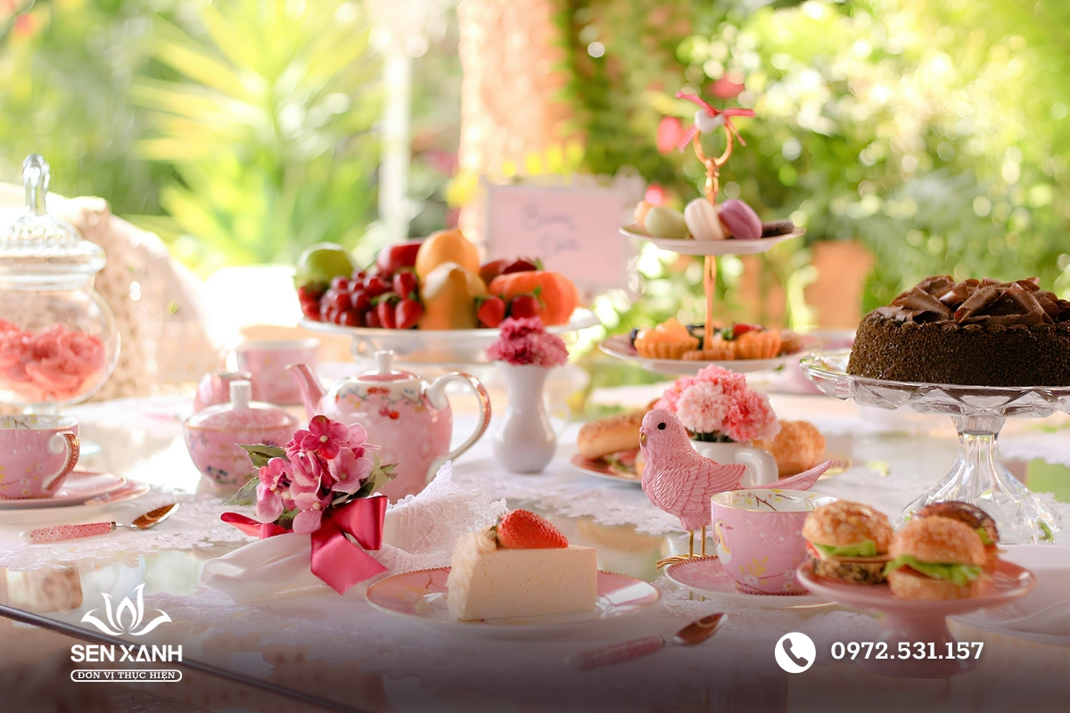 Tiệc teabreak với tone m&agrave;u ngọt ng&agrave;o tinh tế