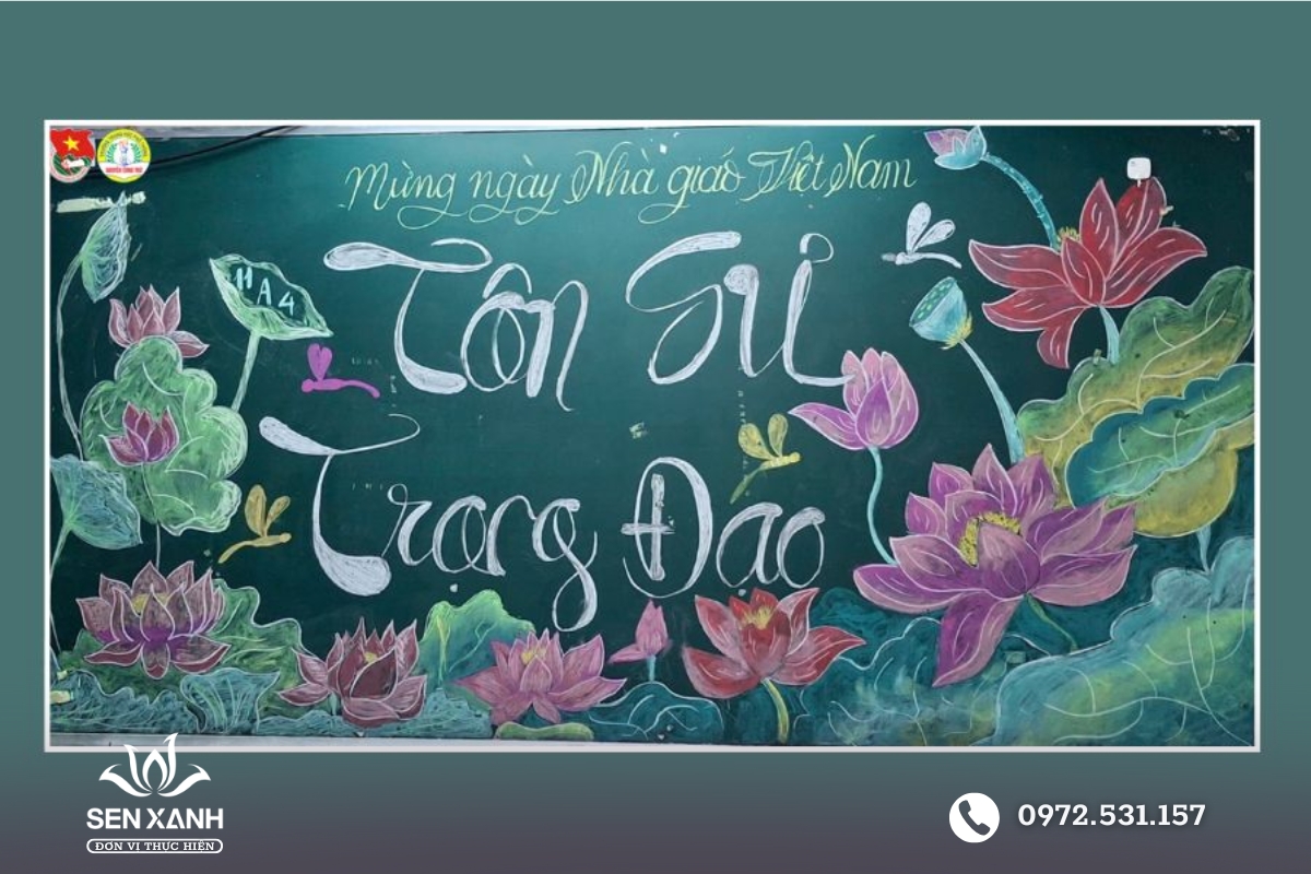 Tô điểm bảng lớp ngày nhà giáo Việt Nam 20-11 bằng phấn màu Tô điểm bảng lớp ngày nhà giáo Việt Nam 20-11 bằng phấn màu