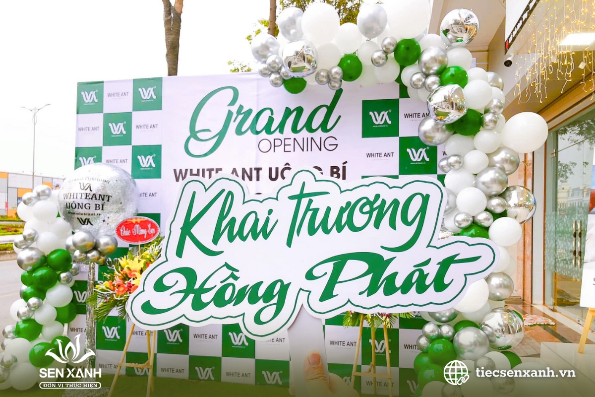 Trang tr&iacute; tiệc khai trương c&ugrave;ng với th&ocirc;ng điệp &yacute; nghĩa