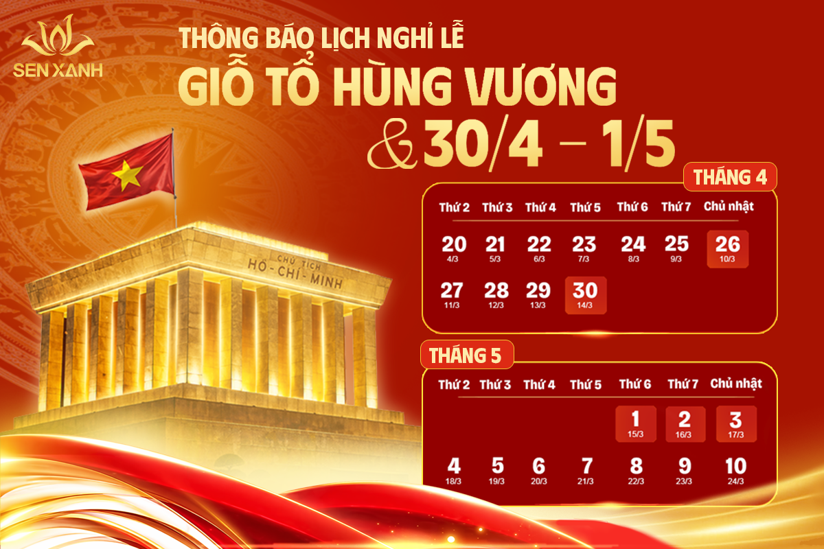 Th&ocirc;ng b&aacute;o nghỉ lễ Sen Xanh